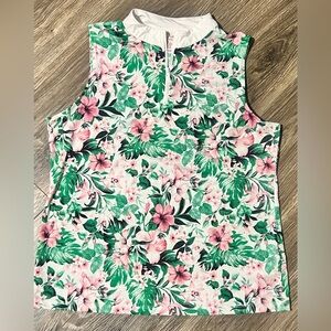 Tommy Bahama Golf~ Floral Print Sleeveless Active Shirt Womens XL